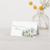 Carte De Placement Forêt d'aquarelle | Arbres Et Cerfs (Devant)