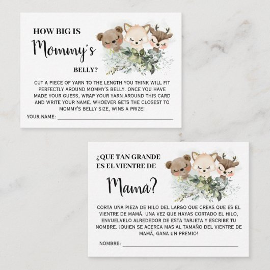 Carte De Placement Forêt Quelle taille est maman ventre jeu bilingue  (Devant / Derrière)