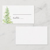 Carte De Placement fougère vert aquarelle. Mariage botanique des bois (Devant / Derrière)