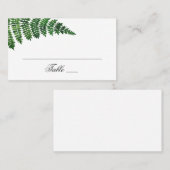 Carte De Placement fougère vert aquarelle. Mariage de bois. Botanique (Devant / Derrière)