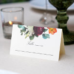 Carte De Placement Fresh Fall Floral Rustic Mariage élégant<br><div class="desc">Des bouquets de fleurs rustiques et colorés en bordeaux, rose roux, orange rustique et eucalyptus turquoises ornent le bord supérieur de cette belle carte pliée. Le texte facultatif a été ajouté pour accueillir une réception de mariage, des banquets et des événements qui utilisent des sièges numérotés. Ce texte facultatif peut...</div>