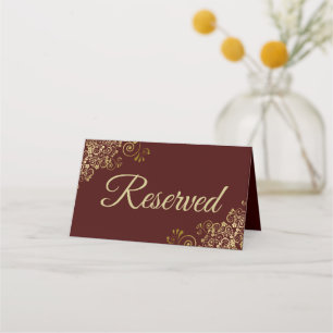 Carte De Placement Frilles d'or sur le Mariage Brown Auburn Réservé