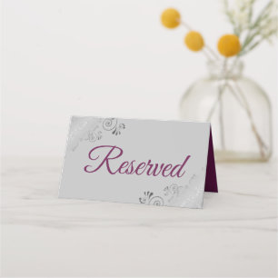 Carte De Placement Frills Argent Cassis Grey Mariage élégant Réservé