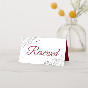 Carte De Placement Frills Argent Rouge & Blanc Elégant Mariage Réserv