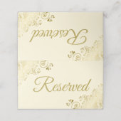 Carte De Placement Frills d'or sur la crème Mariage élégant Réservé (Extérieur déplié)