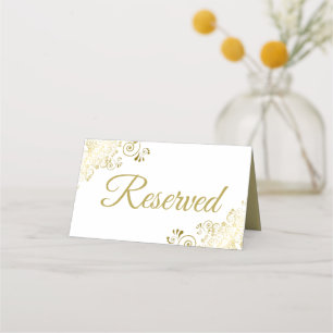 Carte De Placement Frills d'or sur le mariage blanc élégant Réservé