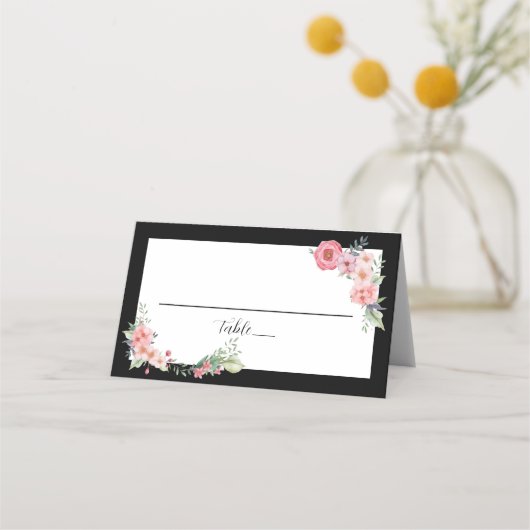 Carte De Placement Frontière noire Florale (Devant)