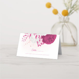 Carte De Placement fuchsia & blanc mariage floral