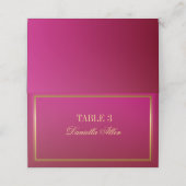 Carte De Placement Fuchsia et Gold Elegant Wedding Place Card (Extérieur déplié)