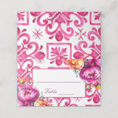 Carte De Placement Fuchsia Majolica carreaux magenta mariage (Extérieur déplié)