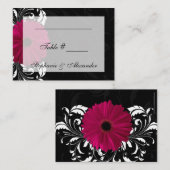 Carte De Placement Fuchsia Scroll Gerbera Daisy avec noir et blanc (Devant / Derrière)
