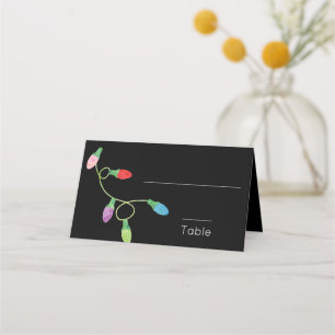 Carte De Placement Fun coloré lumières de Noël sur le Mariage noir