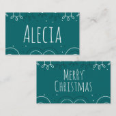 Carte De Placement Fun Noël Turquoise (Devant / Derrière)
