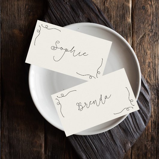 Carte De Placement Fun Whimsical Main tiré Mariage français Nom plat