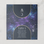 Carte De Placement Galaxy Starry Nuit violet Mariage bleu (Extérieur déplié)
