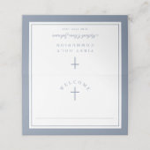 Carte De Placement Garçon élégant bleu poussiéreux Première Communion (Extérieur déplié)
