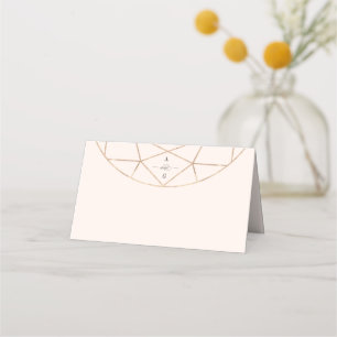 Carte De Placement Gem diamant rond Géométrique Monogramme Chic Maria