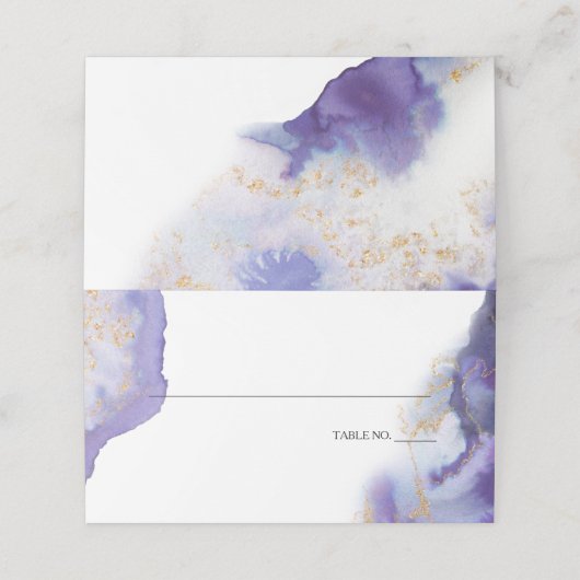 Carte De Placement Géode d'aquarelle Améthyste moderne BarefootBride™ (Extérieur déplié)