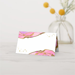 Carte De Placement Géode et or rose et bleu Mariage