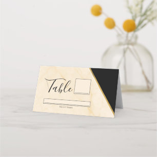 Carte De Placement Géométrie Dorée Luxe Ivoire & Mariage Marbre Or