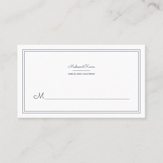 Carte De Placement Géométrique moderne | Mariage bleu simple (Devant)