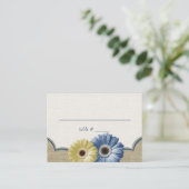 Carte De Placement Gerbera Daisy et Burlap Siège bleu et jaune (Debout devant)