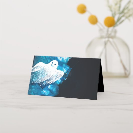 Carte De Placement Ghost Happy Halloween Elégante Party Place Card (Devant)