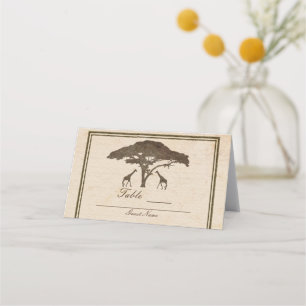 Carte De Placement Girafe et Mariage d'arbre africain Safari