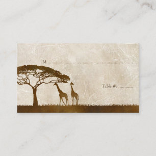 Carte De Placement Giraffe africaine Brown et ivoirienne Mariage Cart