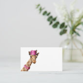 Carte De Placement Giraffe en casquette rose étincelant (Debout devant)