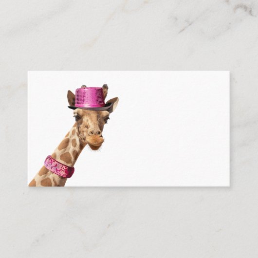 Carte De Placement Giraffe en casquette rose étincelant (Devant)