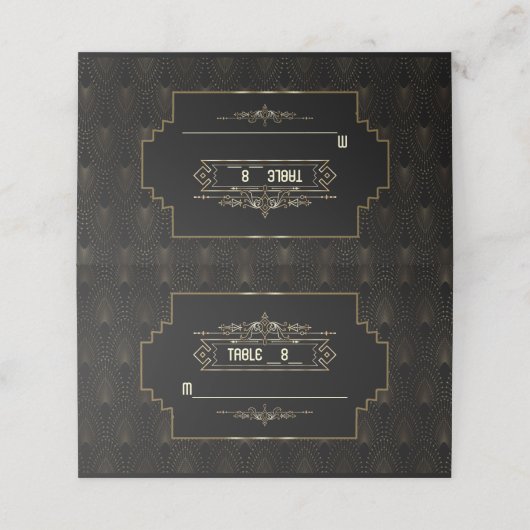 Carte De Placement Glam Art Déco Great Gatsby Mariage Numéro de table (Extérieur déplié)