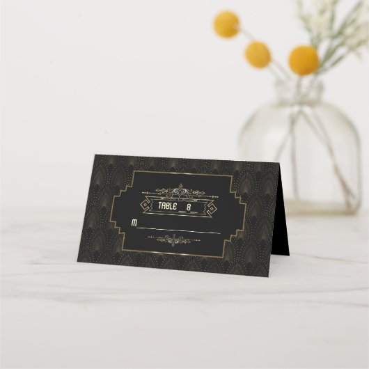 Carte De Placement Glam Art Déco Great Gatsby Mariage Numéro de table (Devant)