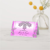 Carte De Placement Glam Winter Wonderland Parties scintillant rose Nu (Devant)