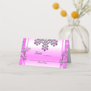 Carte De Placement Glam Winter Wonderland Parties scintillant rose Nu