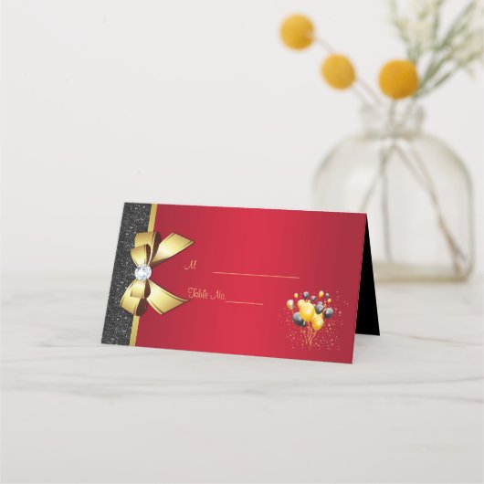 Carte De Placement Glamour, Romantique Élégance Anniversaire (Devant)