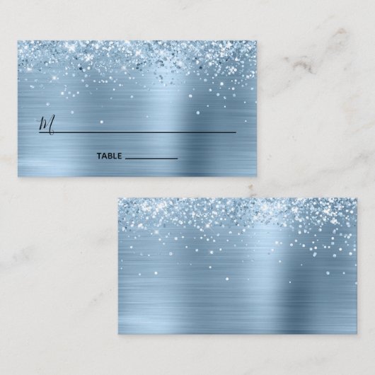 Carte De Placement Glitterie Bleu clair Foil Linked Blank (Devant / Derrière)