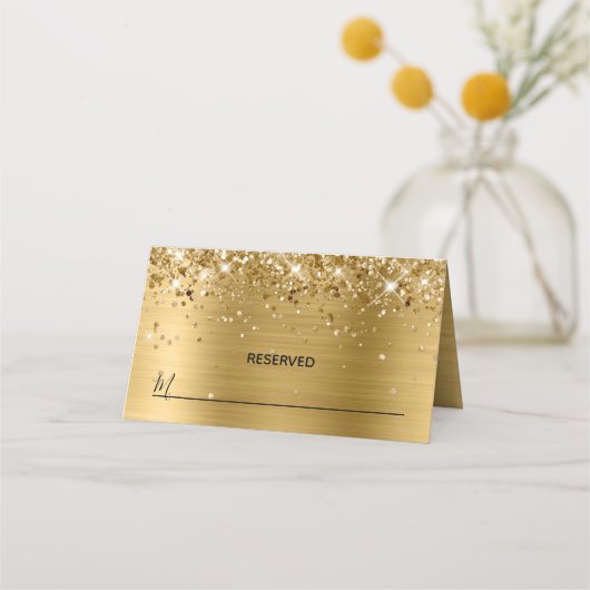 Carte De Placement Glittery Gold Foil Réservé (Devant)