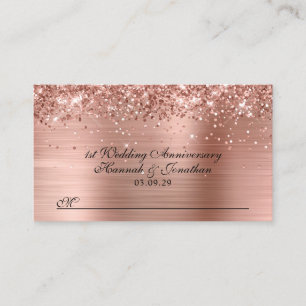 Carte De Placement Glittery Rose Gold 1er anniversaire Mariage