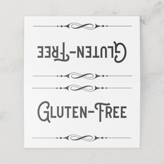 Carte De Placement Gluten Gratuit simple élégant marqueur table (Extérieur déplié)