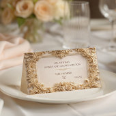 Carte De Placement Gold Baroque Monogram Frame Ivory Place Card