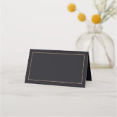 Carte De Placement Gold Black Faux Metal Floral Design Mariage (Dos)