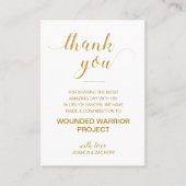 Carte De Placement Gold Charity Faire un don Merci Mariage (Devant)