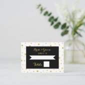 Carte De Placement Gold Confetti Black Mariage Table Place Card (Debout devant)
