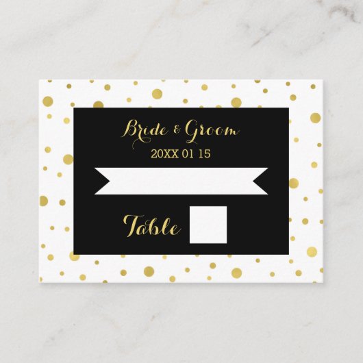 Carte De Placement Gold Confetti Black Mariage Table Place Card (Devant)