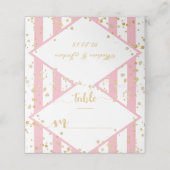 Carte De Placement Gold Confetti & Pink Stripes Numéro de tableau (Extérieur déplié)