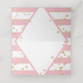Carte De Placement Gold Confetti & Pink Stripes Numéro de tableau (Intérieur déplié)