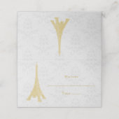 Carte De Placement Gold Eiffel Tower Damask Réception Carte Place (Extérieur déplié)