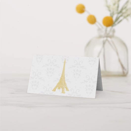 Carte De Placement Gold Eiffel Tower Damask Réception Carte Place (Dos)