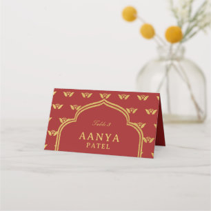 Carte De Placement Gold Elephant & Lotus Flower Mariage nom de l'esco